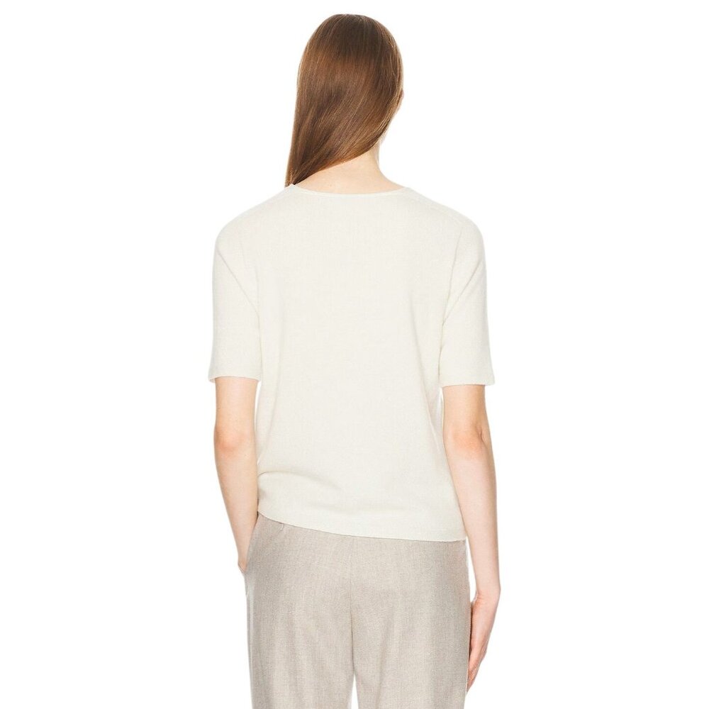 The Row Ipar Top in Pale Green Small Womens Cashmere SHort Sleeve Sweater - Picture 3 of 13